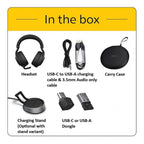 Jabra Evolve2 85 UC USB-A Stereo Bluetooth Headset with Stand