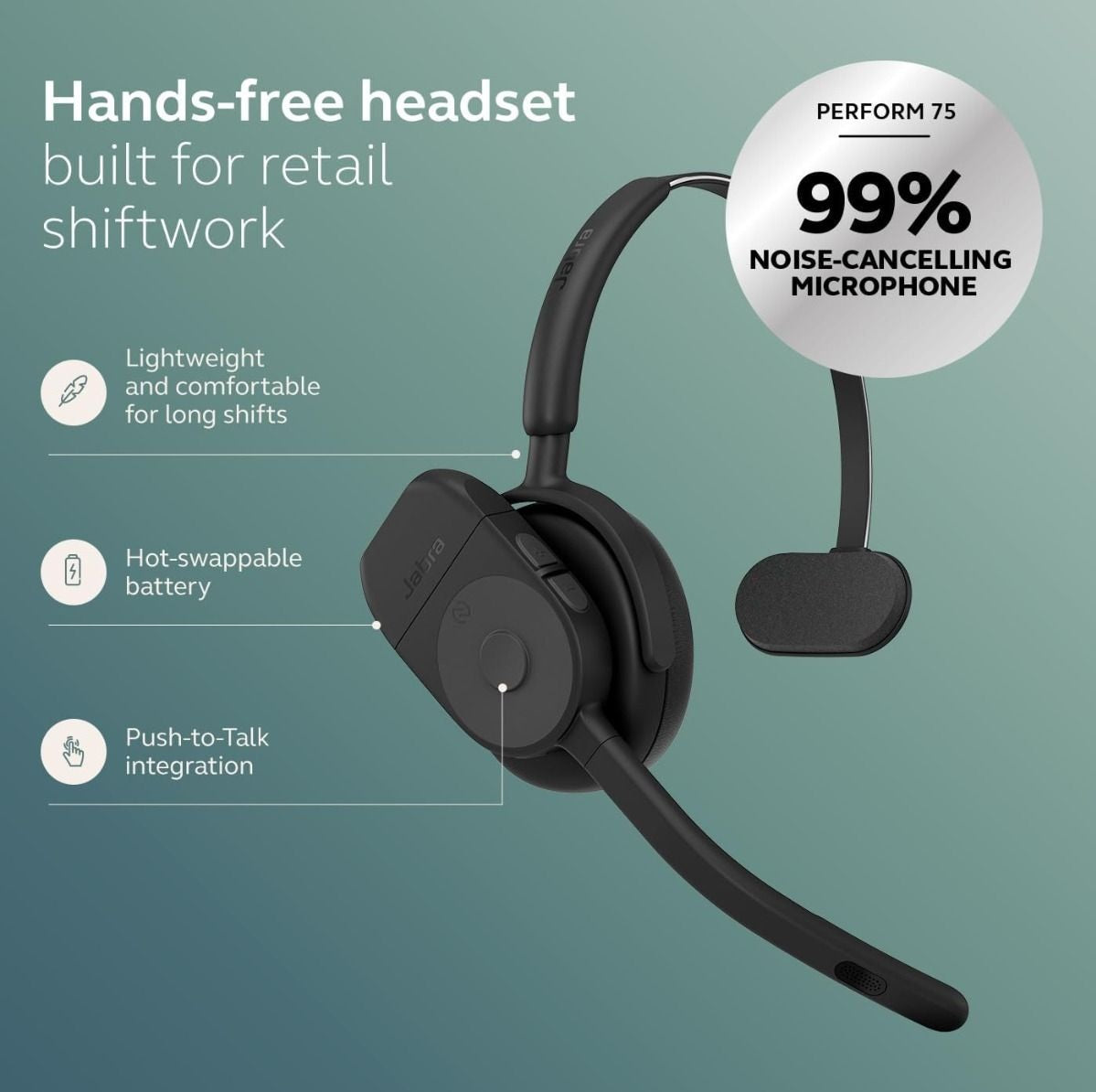 Jabra Perform 75 Push-to-Talk Bluetooth Headset