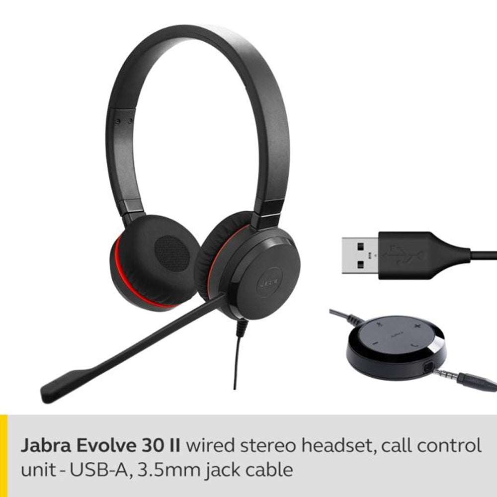 Jabra Evolve 30 II UC USB-C/A Stereo Corded Headset