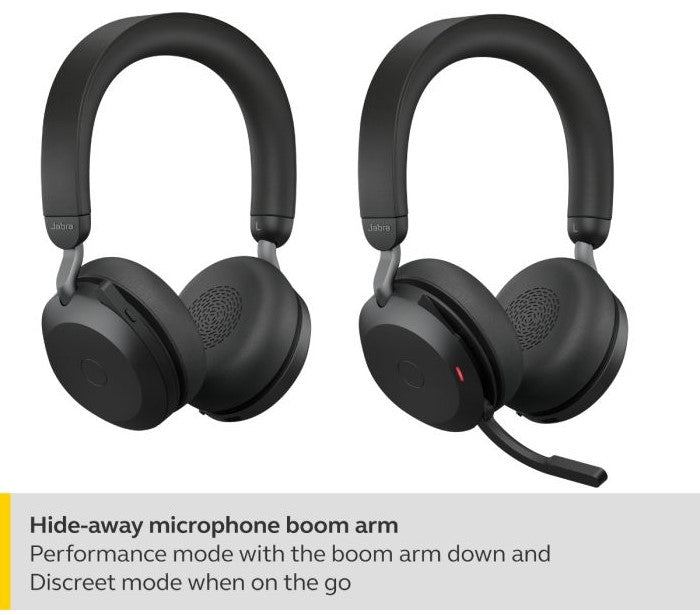Jabra Evolve2 75 UC USB-A Stereo Bluetooth Headset with Stand