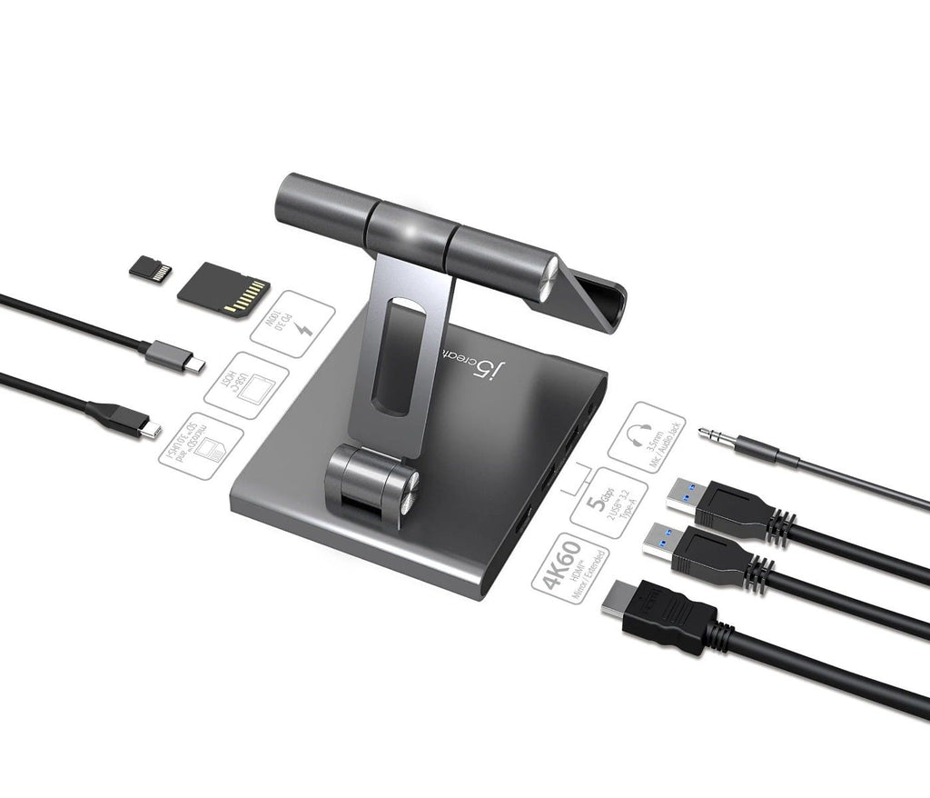 j5create Multi-Angle 4K Docking Station with USB-C 100W PD