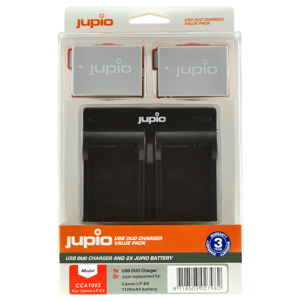 Jupio Canon LP-E8 Twin Battery + Dual Charger Kit