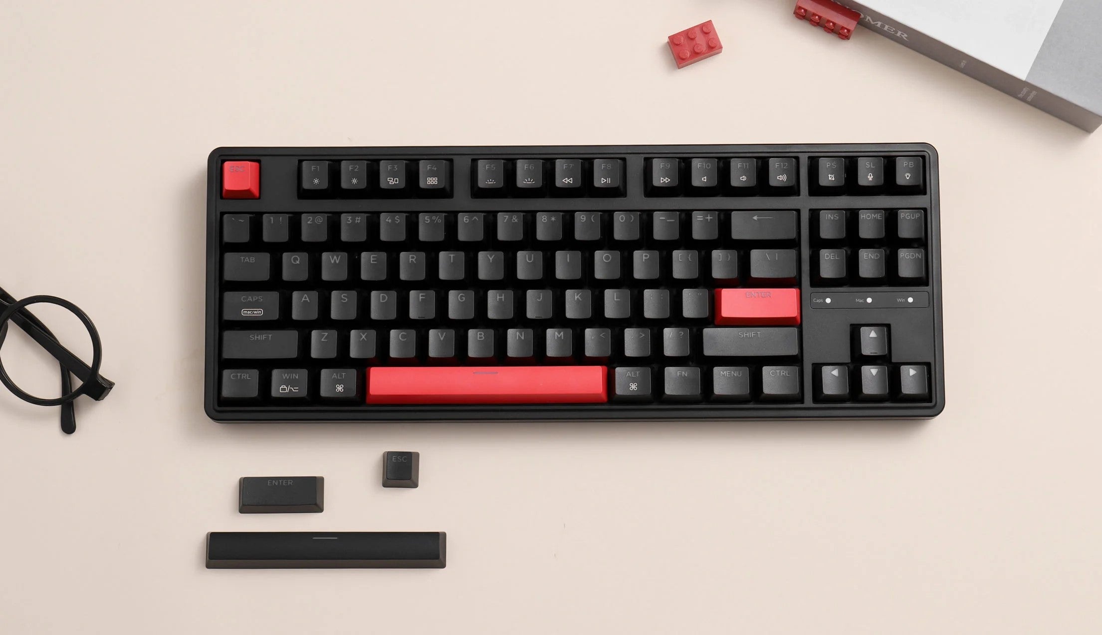 Keychron C3 Pro 80% Red Wired Mechanical Keyboard (Brown Switch)