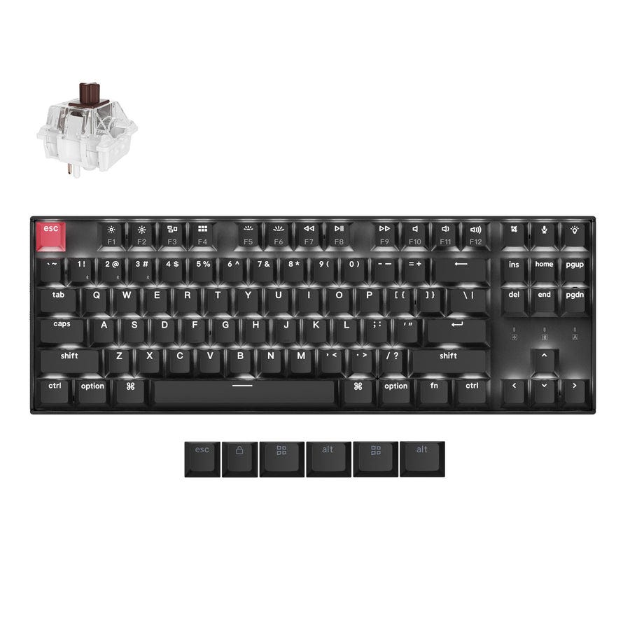 Keychron K8v2 80% White Backlit Wireless Mechanical Keyboard (Brown Switch)
