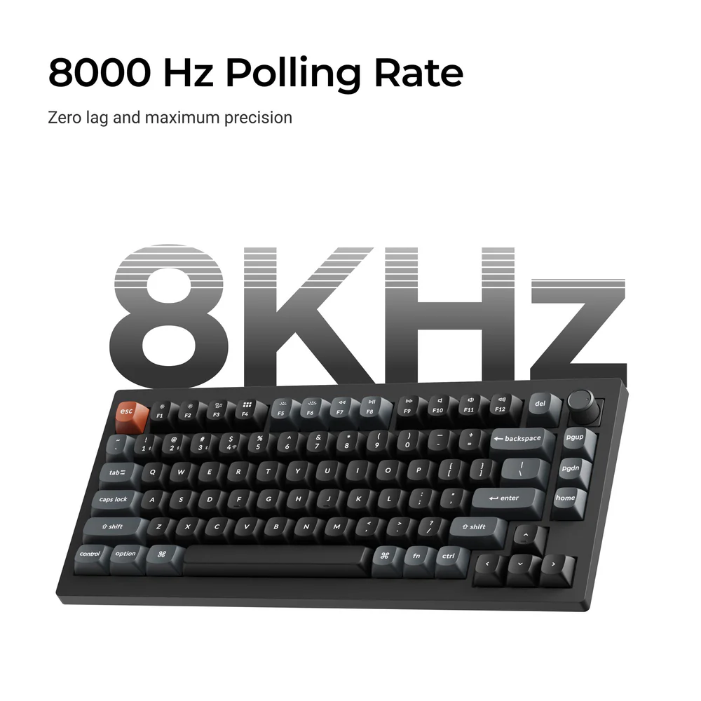 Keychron V1 Ultra 8K Wireless Mechanical Keyboard (Black) (Silk POM Switch - Red)