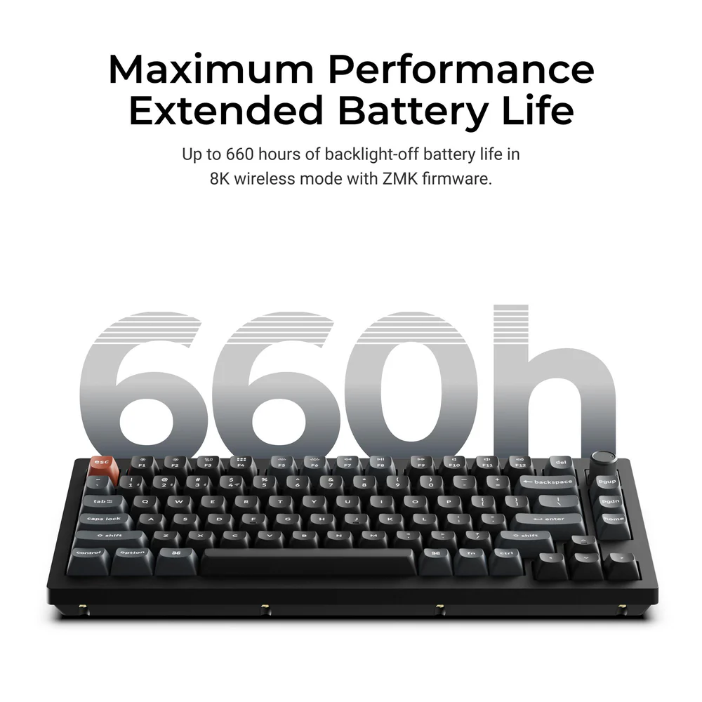 Keychron V1 Ultra 8K Wireless Mechanical Keyboard (Black) (Silk POM Switch - Banana)