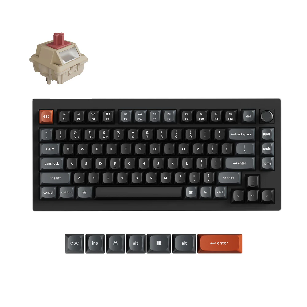 Keychron V1 Ultra 8K Wireless Mechanical Keyboard (Black) (Silk POM Switch - Red)