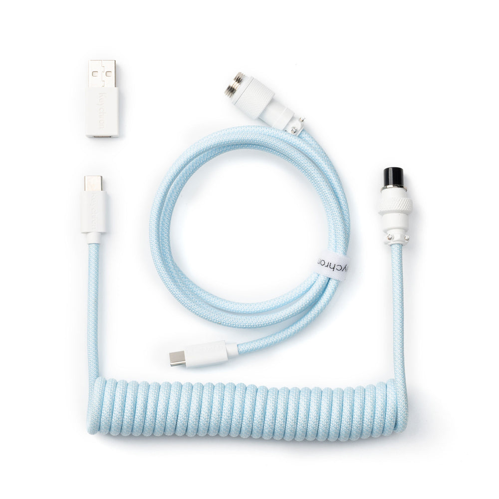 Keychron 8K Coiled Aviator Cable (Light Blue)