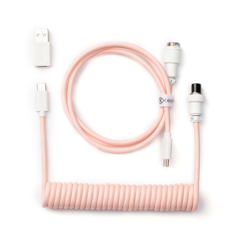Keychron 8K Coiled Aviator Cable (Light Pink)