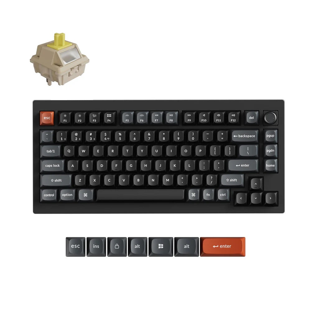 Keychron V1 Ultra 8K Wireless Mechanical Keyboard (Black) (Silk POM Switch - Banana)