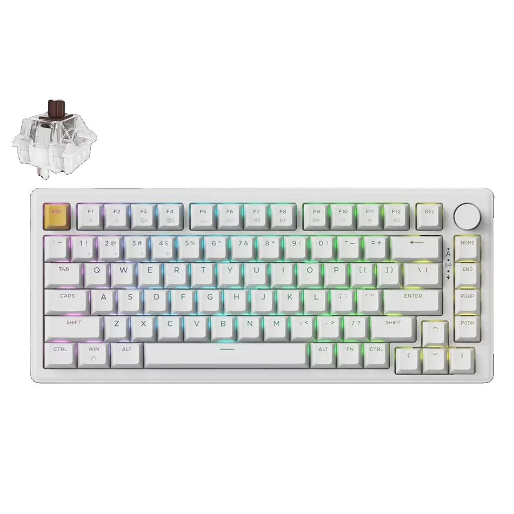 Keychron J2 QMK Wireless RGB Mechanical Keyboard (White) (Super Brown Switch)