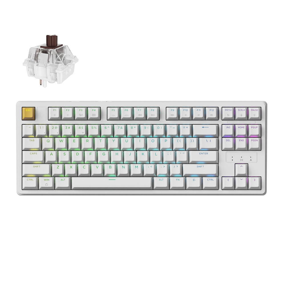 Keychron J4 QMK Wireless Hot-Swappable RGB Backlight Keyboard (White)(Brown Switch)