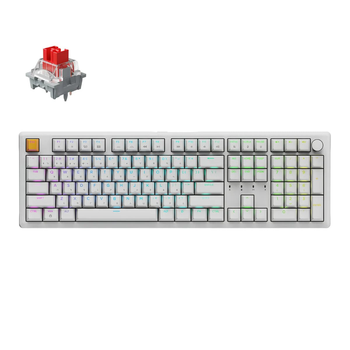 Keychron J5 QMK Wireless Keyboard (White) (RGB Hot-swap) (Red Switch)