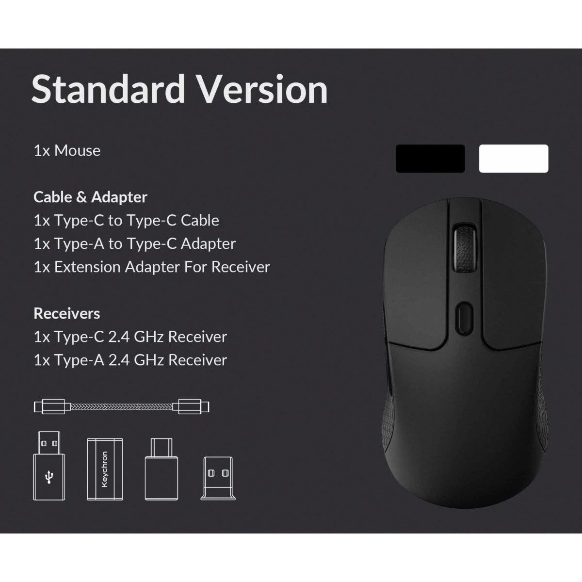 Keychron M3 Bluetooth Wireless Mouse with RGB Light (Black)