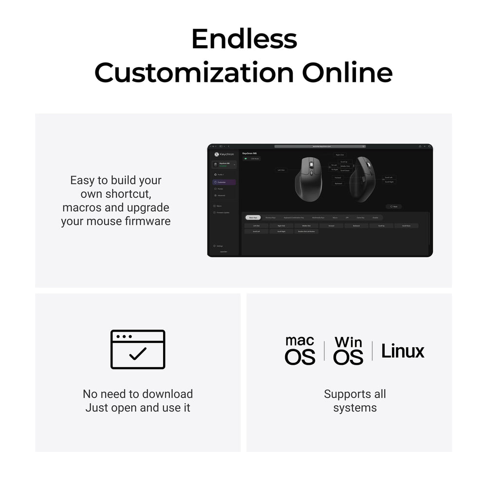 Open Box Keychron M6 Wireless Mouse (White) (8K Polling Rate)