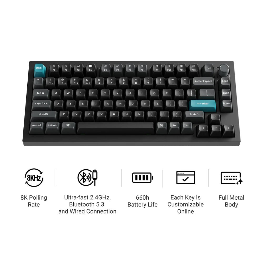 Keychron Q1 Ultra 8K Wireless Mechanical Keyboard (Black) (Silk POM Switch - Red)