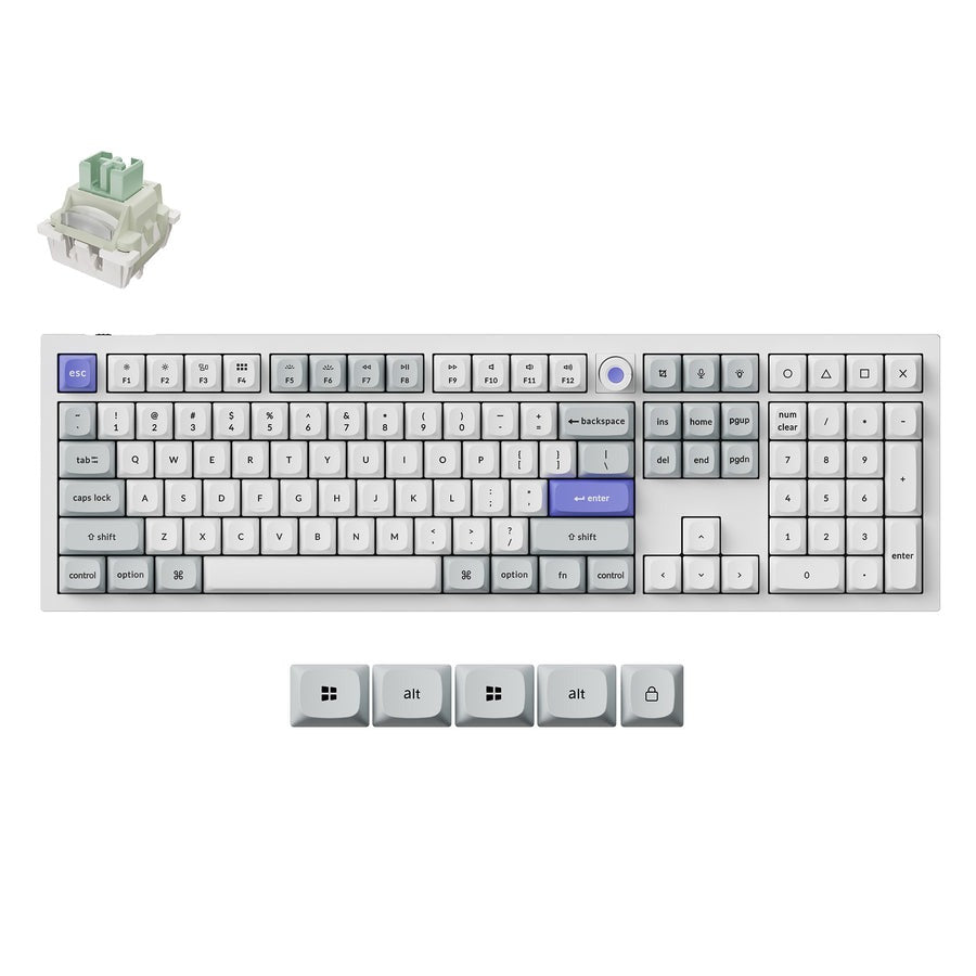 Keychron Q6 HE 8K Wired Magnetic Switch Keyboard (White) (Fully Assembled Knob) 