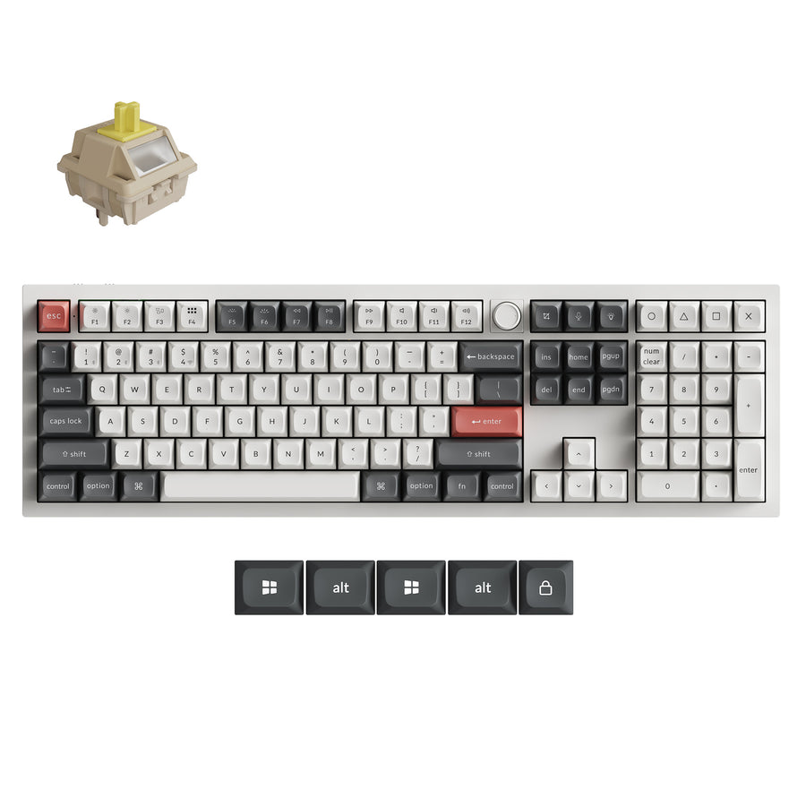 Keychron Q6 Ultra 8K Wireless Mechanical Keyboard (White) (Silk POM Switch - Banana)