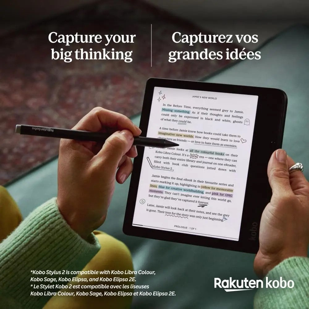 Kobo Libra Colour Black and Kobo Stylus 2 with Replacement Tips