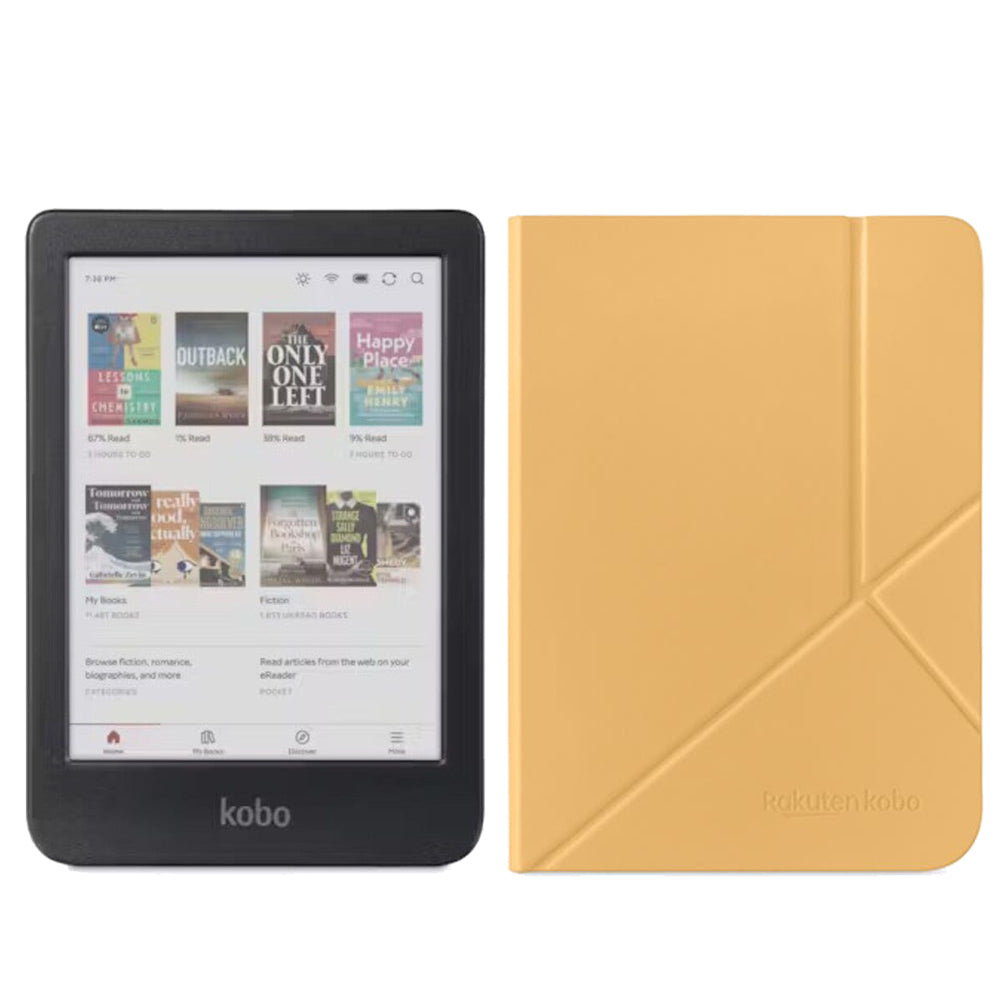 Kobo Clara Colour (Black) with SleepCover Case (Butter Yellow)