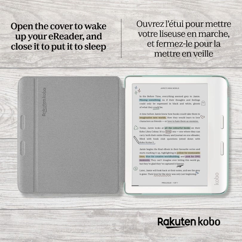Kobo Libra Colour White with Basic SleepCover Case (Garden Green)