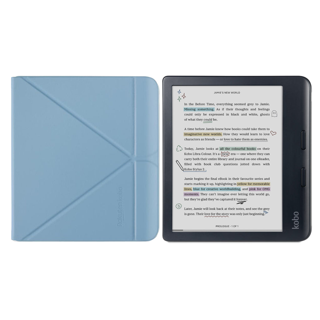 Kobo Libra Colour Black with SleepCover Case (Dusk Blue)