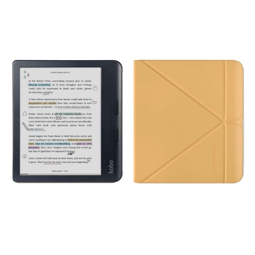 Kobo Libra Colour Black with SleepCover Case (Butter Yellow)