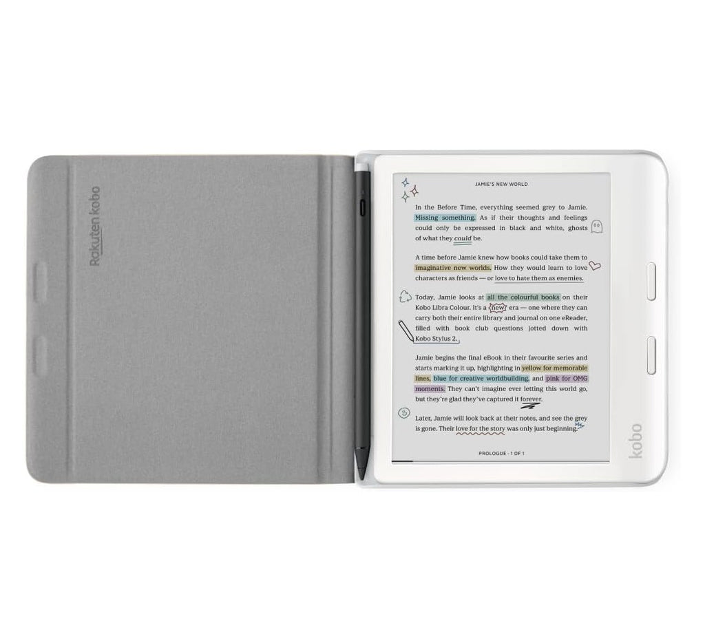 Kobo Libra Colour White with Notebook SleepCover Case (Sand Beige)