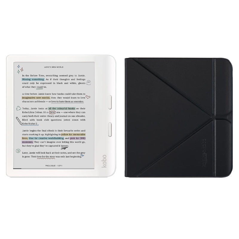 Kobo Libra Colour White with SleepCover Case (Black) 