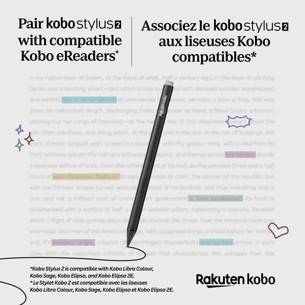 Kobo Libra Colour White and Kobo Stylus 2 with Replacement Tips