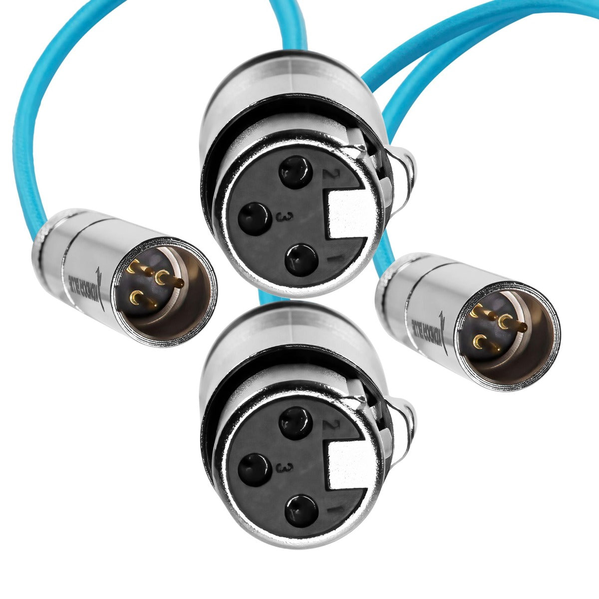 Kondor Blue Mini XLR Male to XLR Female 16 Audio Cable (2 Pack) for BMPCC & C70 - Blue