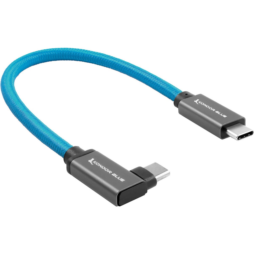 Kondor Blue USB C to USB C High Speed Cable for SSD Recording - Right Angle