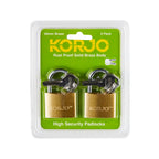 Korjo Lock Keyed 40mm - Duo Pack Brass