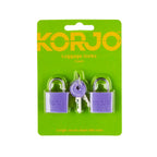Korjo Luggage Lock Keyed 20mm - Colour (2 Pk)