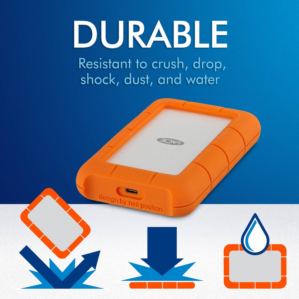 LaCie 2TB Rugged USB 3.1 Gen 1 Type-C External Portable Hard Drive