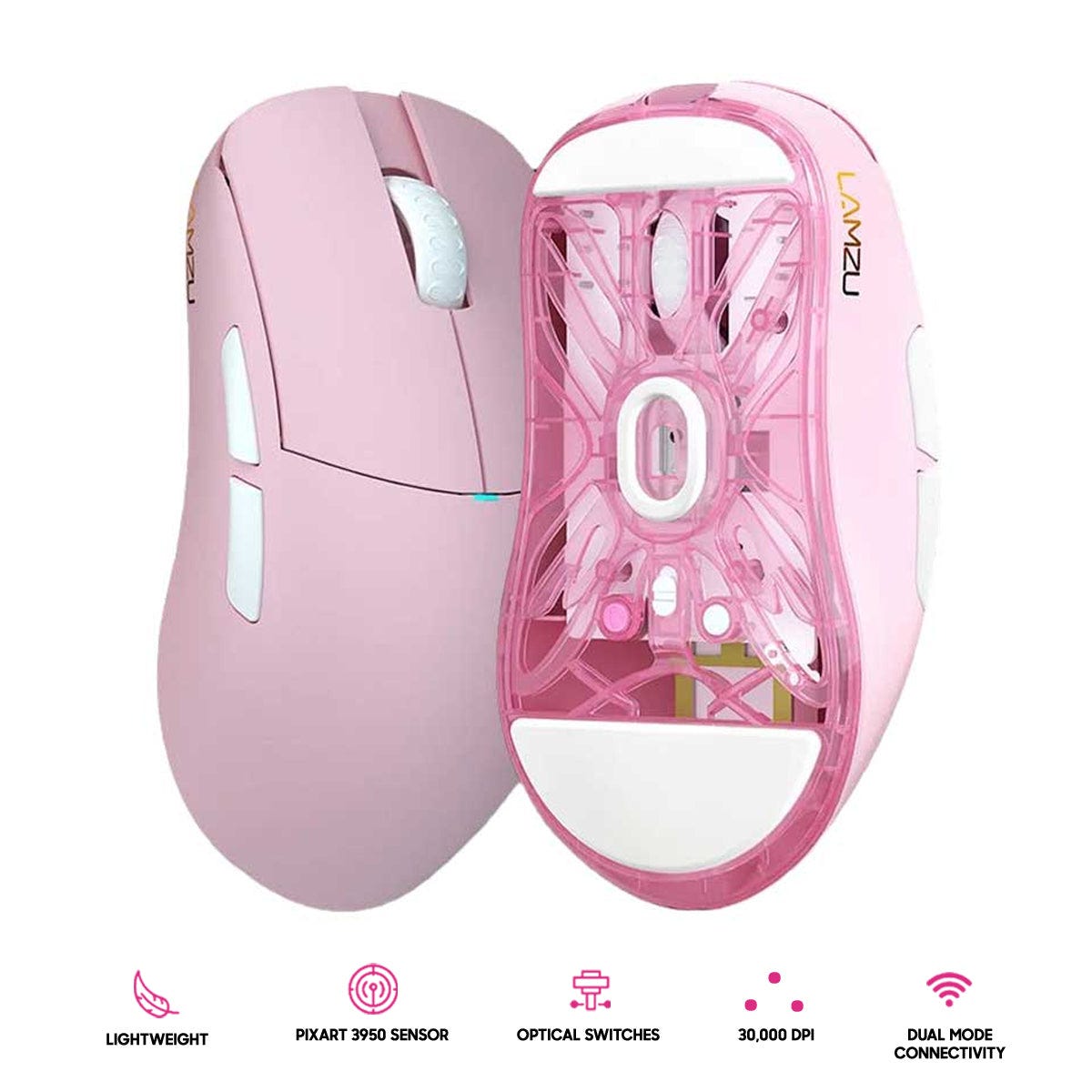 LAMZU ATLANTIS MINI Champion Edition 1K Wireless Gaming Mouse (Light Pink)