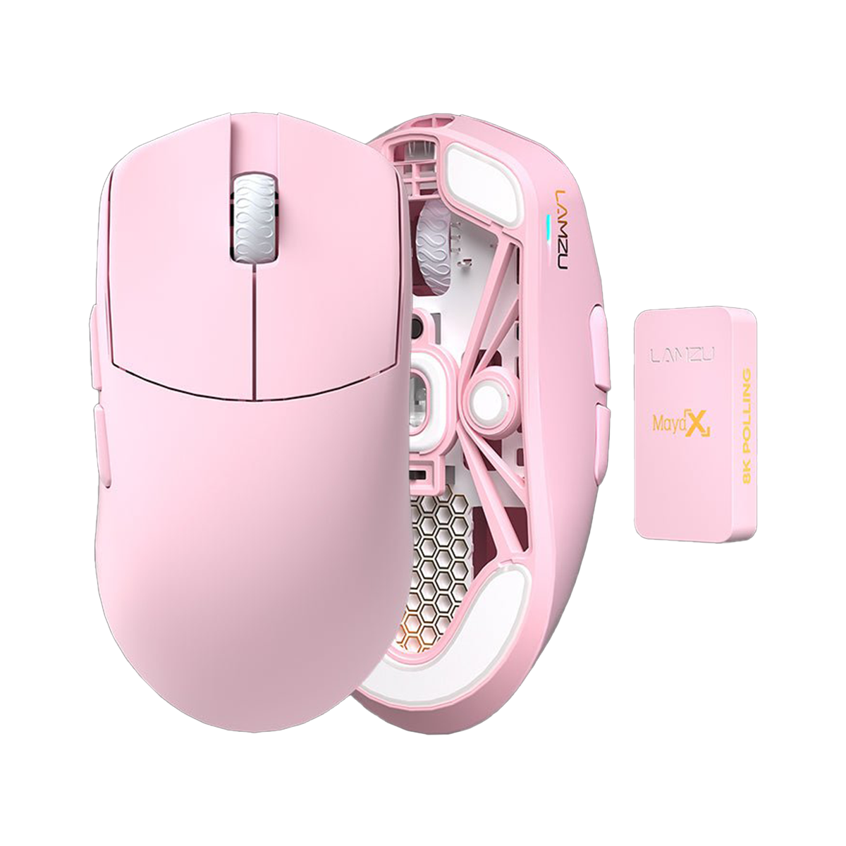 LAMZU MAYA X 8K Lightweight Dual mode Wireless Gaming Mouse (Light Pink)