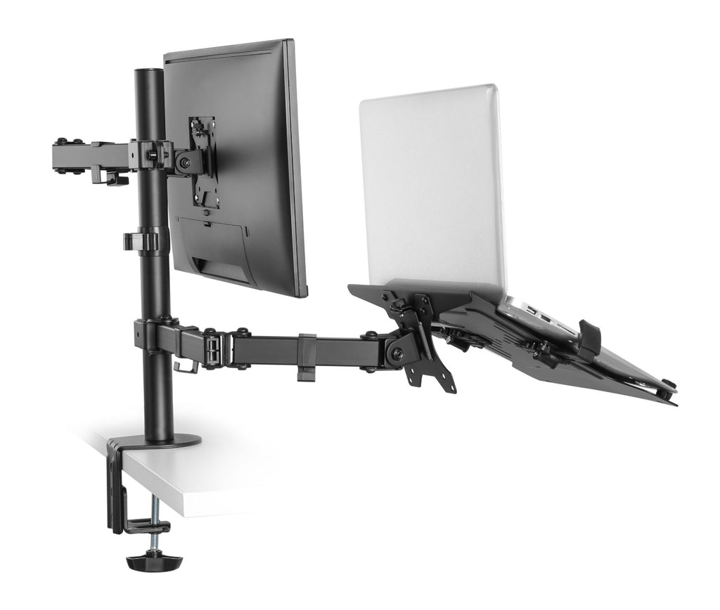 Brateck Economical Double Joint Articulating Monitor Arm with Laptop Holder 13 "-32"