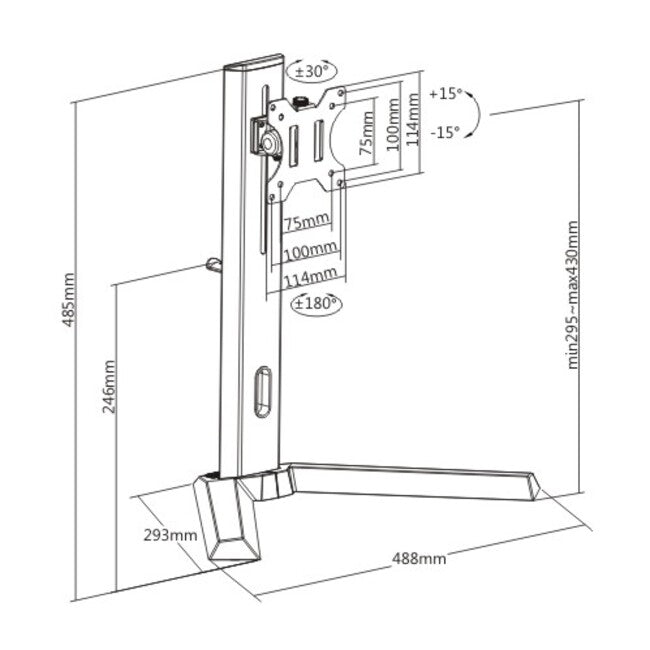 Brateck Single Free Standing Screen Classic Pro Gaming Monitor Stand