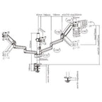 Brateck Triple Monitors Pole-Mounted Gas Spring Monitor Arm