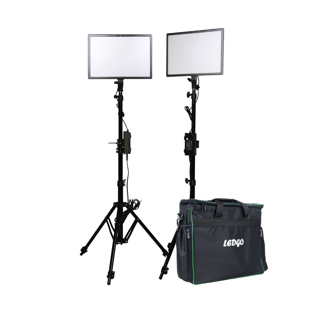 LEDGO LUXPAD E268C Twin LED Light Kit with Batteries, Stands and Grids