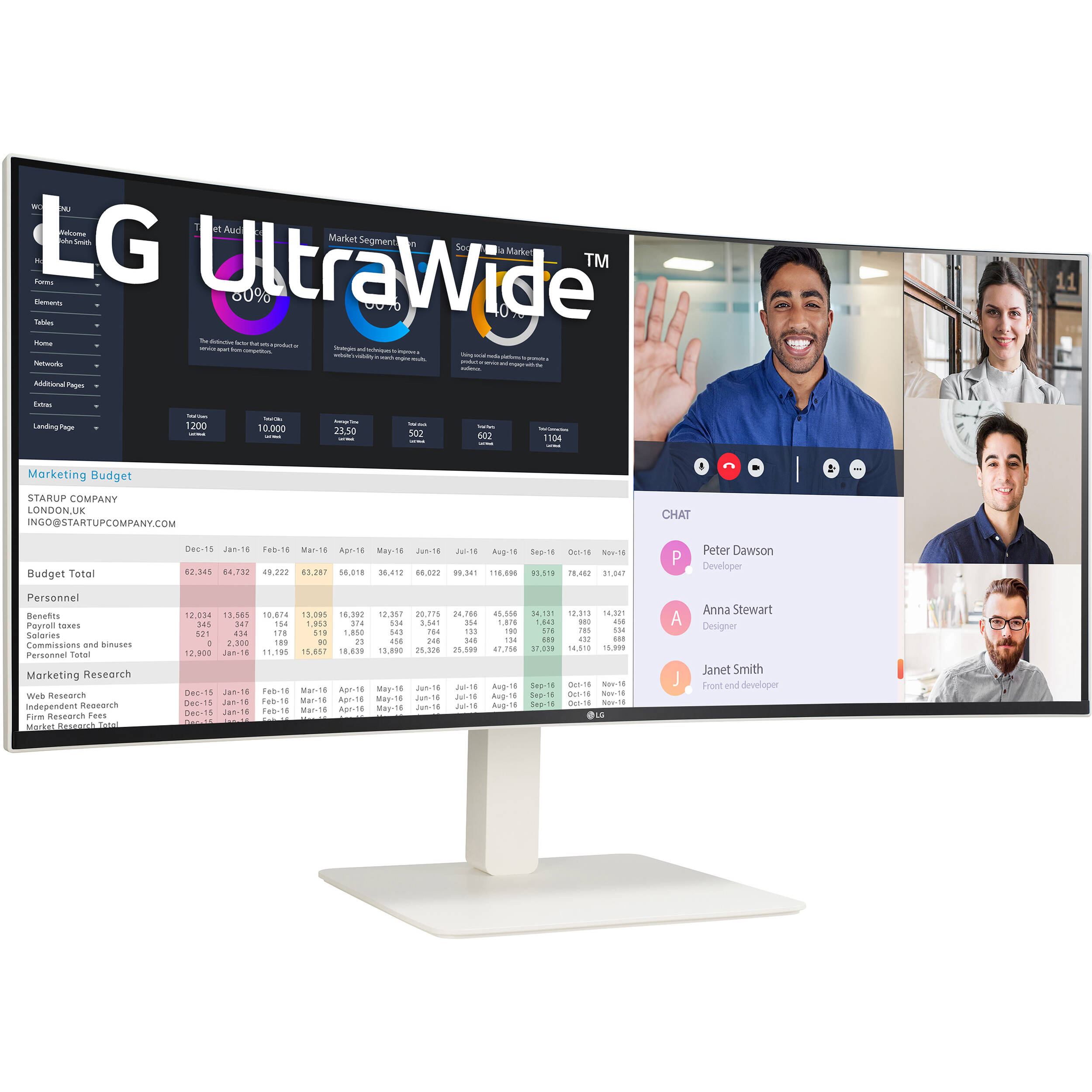 LG 38WR85QC-W 38" QHD+ 144Hz Ultra Wide Curved Monitor with USB C