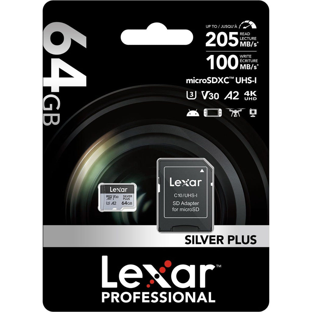 Lexar Professional Silver Plus MicroSDXC Card - 64GB