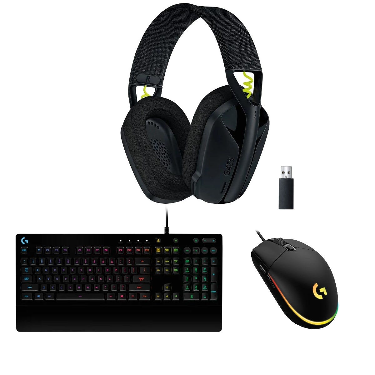 Logitech G Gaming Bundle with G213 Keyboard, G435 Headset and G203 Mouse (Black)