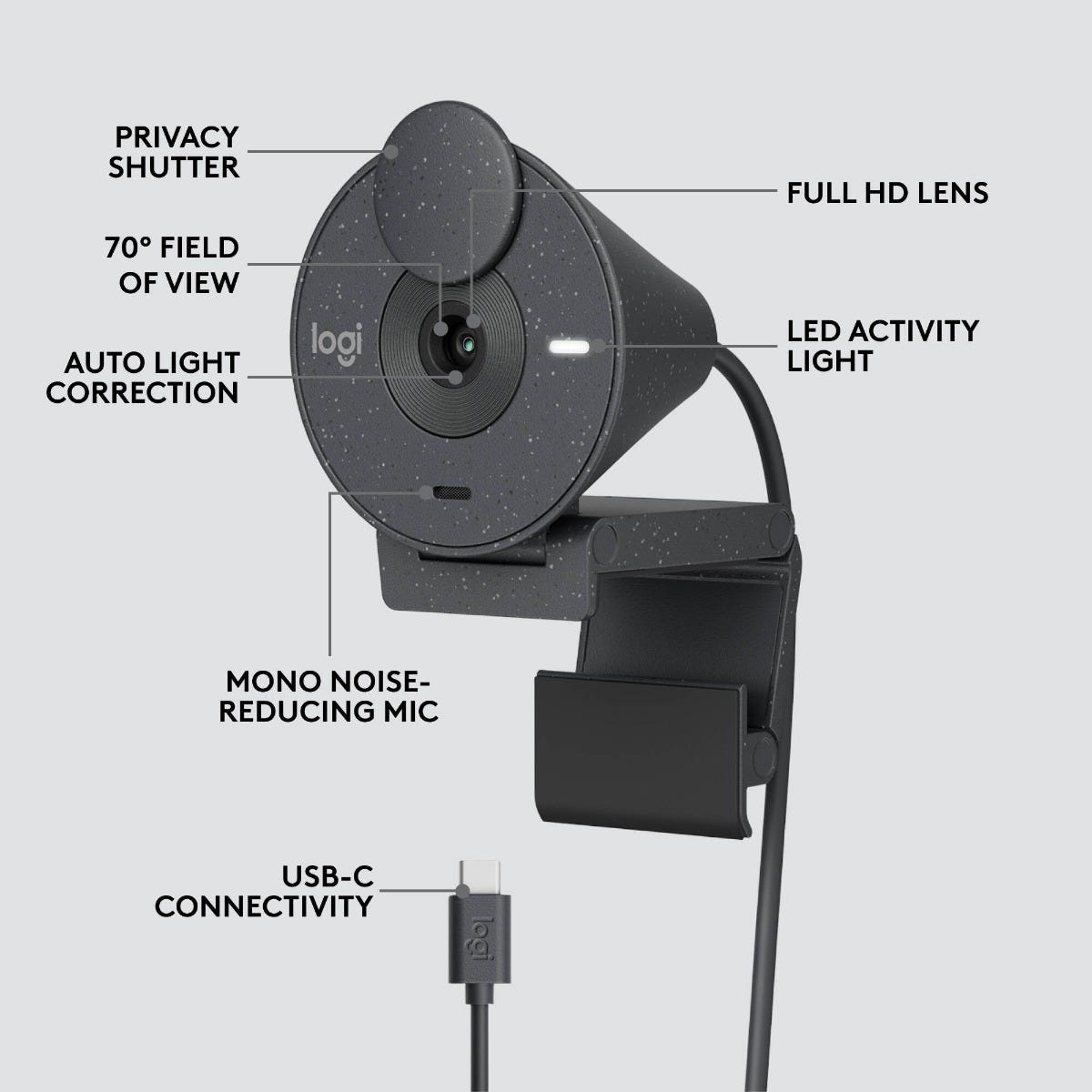 Logitech BRIO 300 Full HD Webcam (Graphite)