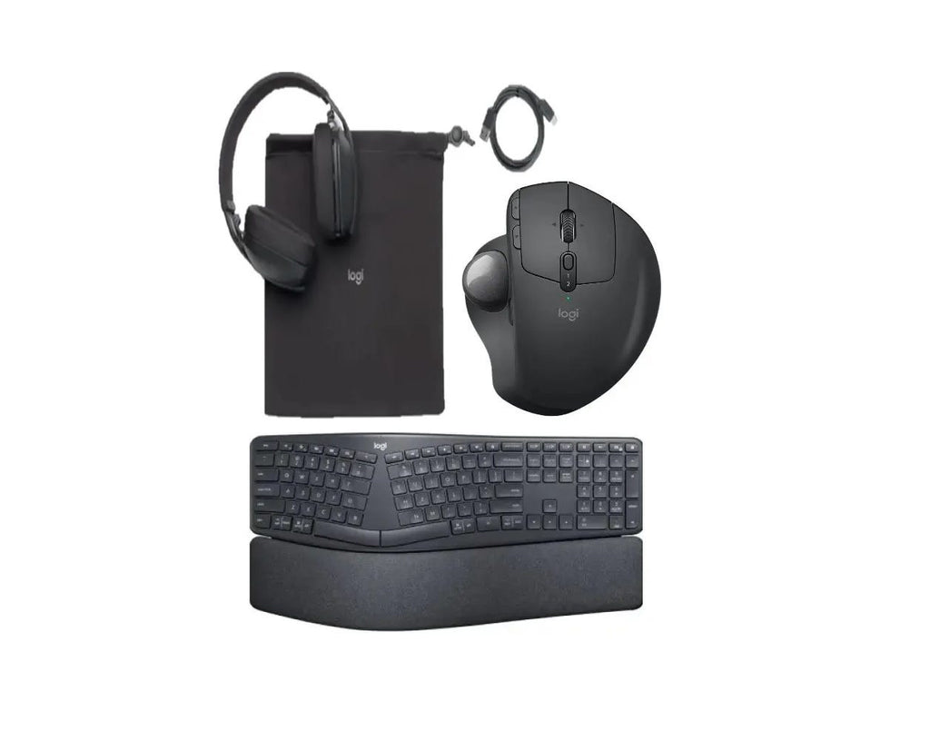 Logitech Ergo Bundle with K860 Keyboard, Ergo Trackball Mouse and Zone Vibe 100 (Graphite)