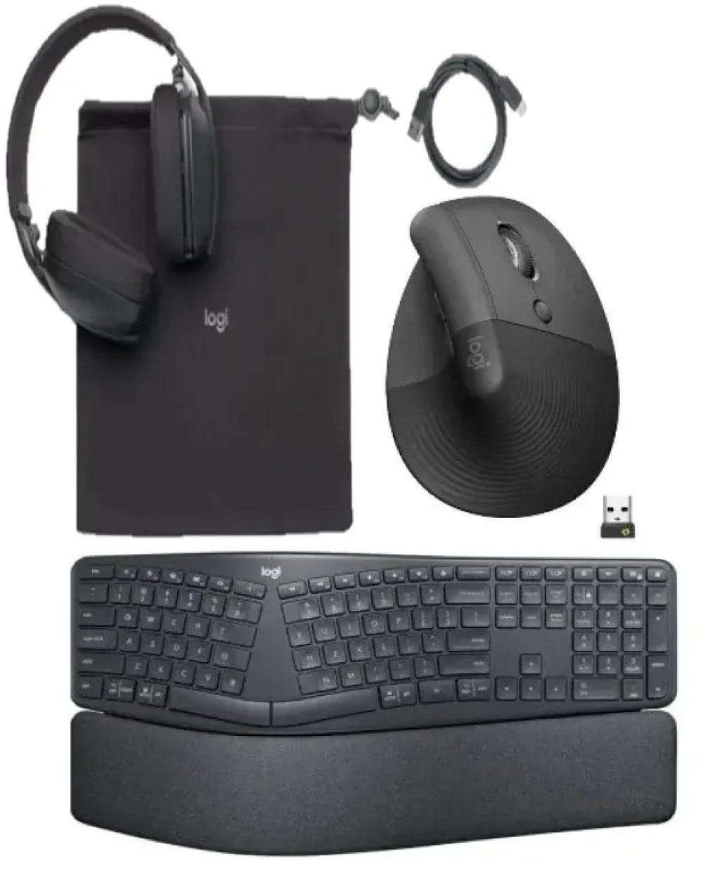 Logitech Ergo Bundle with K860 Keyboard, Lift Vertical Mouse and Zone Vibe 100 (Graphite)