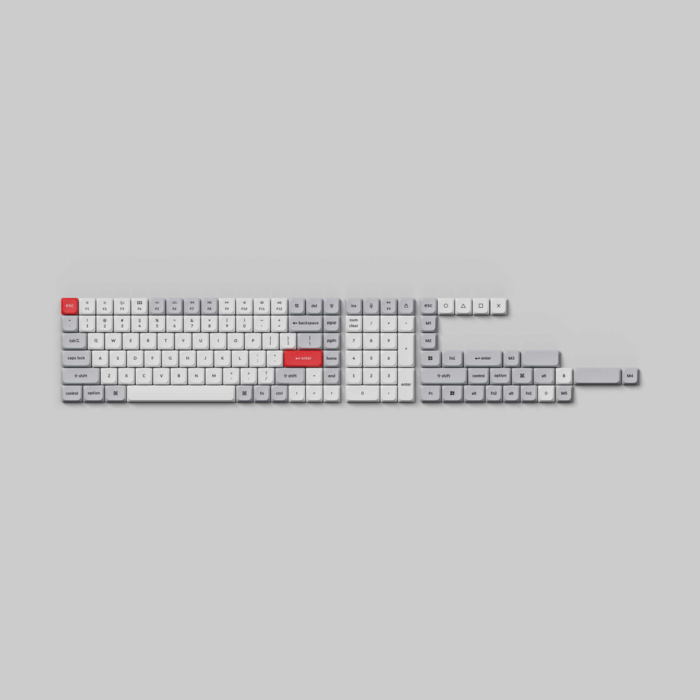 Keychron Low Profile Dye-Sub PBT LSA Profile Keycap Set (Light Gray and White)