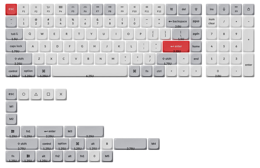 Keychron Low Profile Dye-Sub PBT LSA Profile Keycap Set (Light Gray and White)