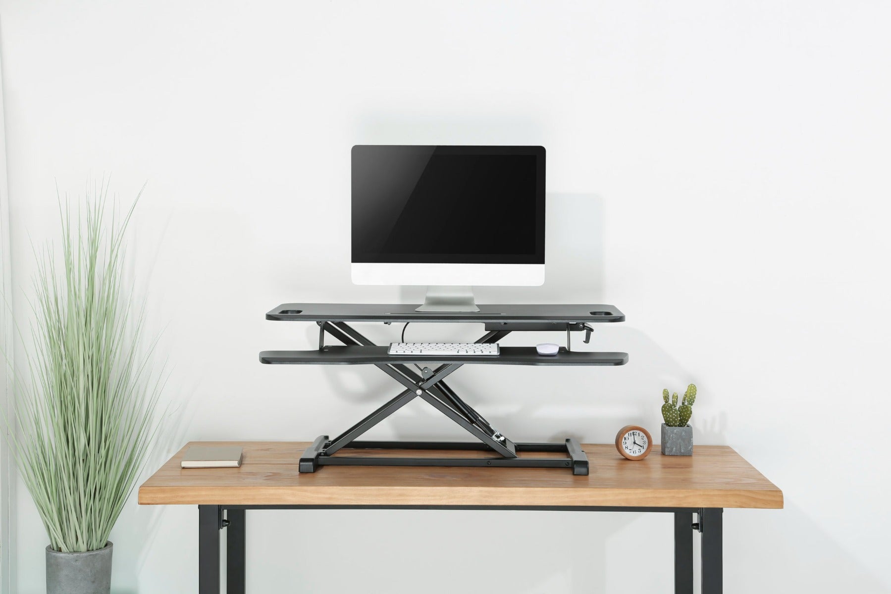 Brateck Gas Spring Sit Stand Desk Converter with Keyboard Tray Deck